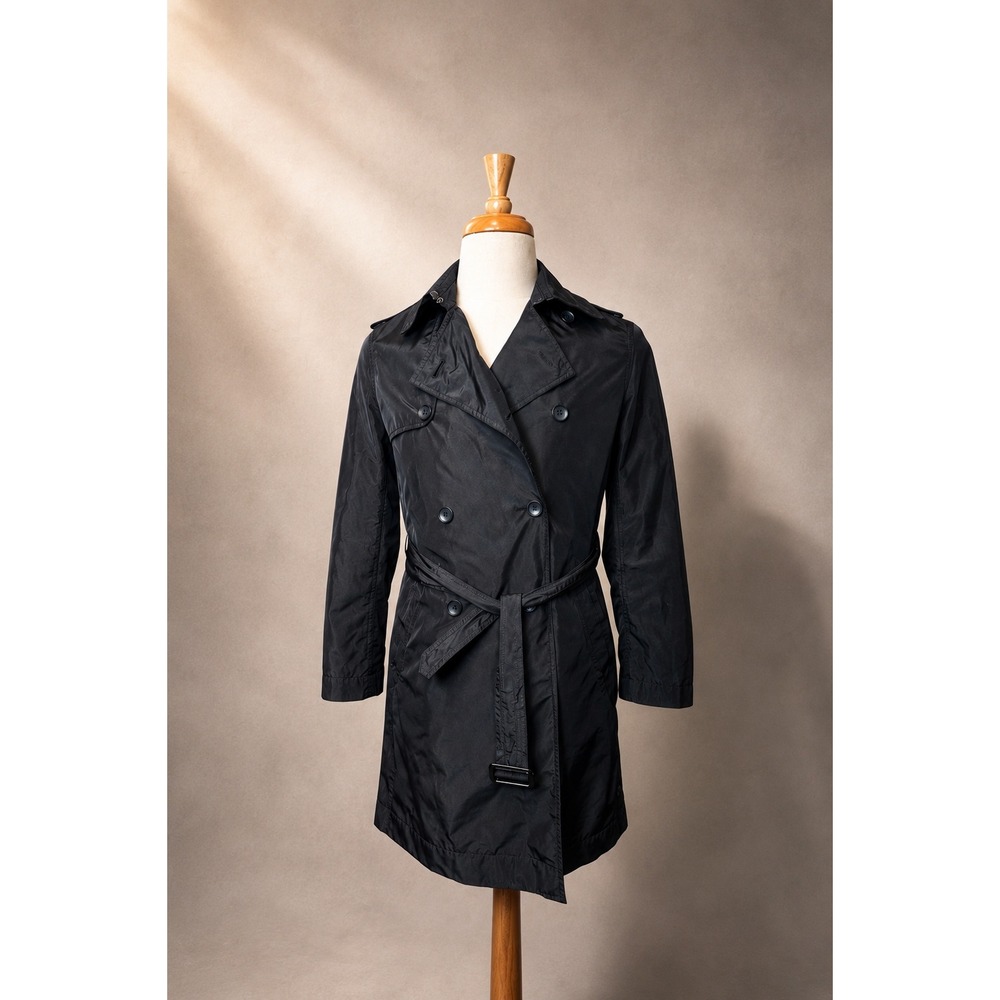 Banana Republic Black Belted Trench Coat Quiet Luxury Parisian Style Capsule S